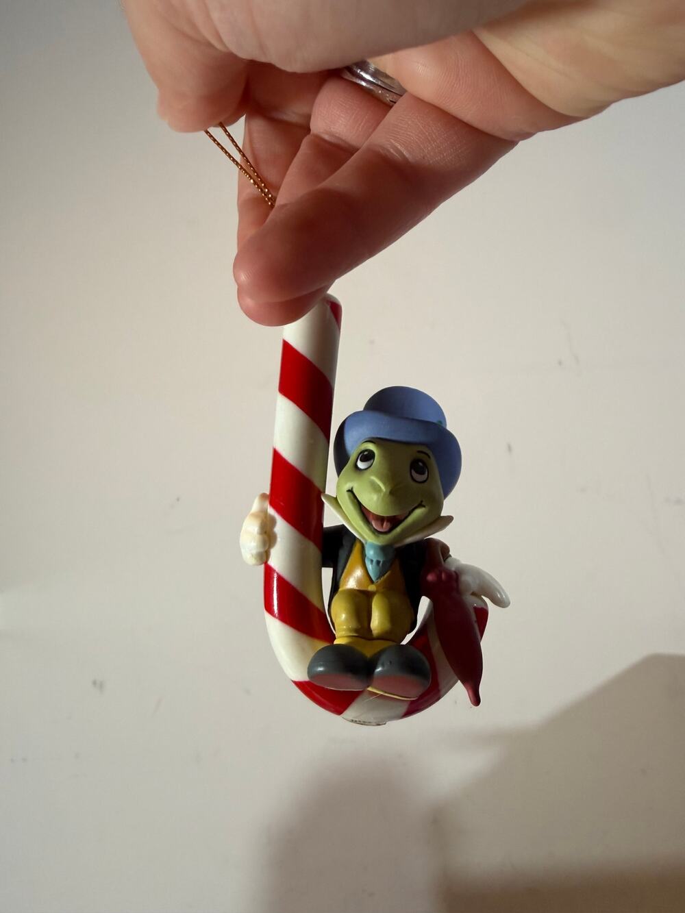 Vtg Grolier Disney Christmas Magic Jiminy Cricket Ornament Candy Cane Pinnochio